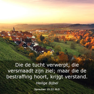 Picture 03 - Spreuken 15:32 NLD - Die de tucht verwerpt, die versmaadt zijn ziel; - Bible Verse Picture