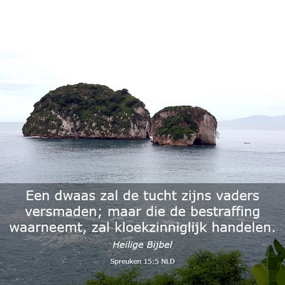 Picture 03 - Spreuken 15:5 NLD - Een dwaas zal de tucht zijns vaders versmaden; - Bible Verse Picture