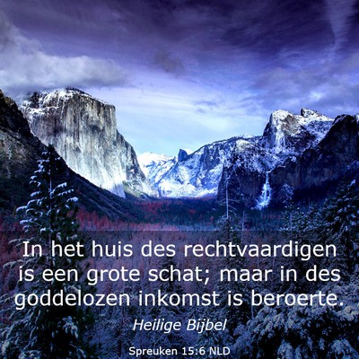 Picture 03 - Spreuken 15:6 NLD - In het huis des rechtvaardigen is een grote - Bible Verse Picture
