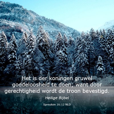 Picture 03 - Spreuken 16:12 NLD - Het is der koningen gruwel goddeloosheid te doen; - Bible Verse Picture