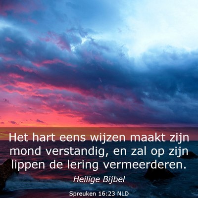 Picture 03 - Spreuken 16:23 NLD - Het hart eens wijzen maakt zijn mond verstandig, - Bible Verse Picture