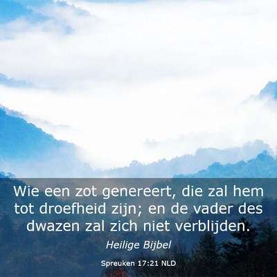 Picture 03 - Spreuken 17:21 NLD - Wie een zot genereert, die zal hem tot droefheid - Bible Verse Picture