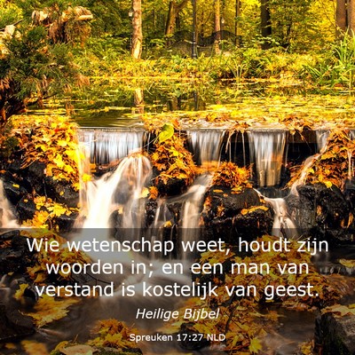 Picture 03 - Spreuken 17:27 NLD - Wie wetenschap weet, houdt zijn woorden in; en - Bible Verse Picture