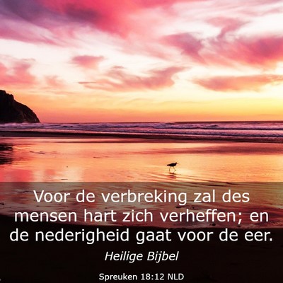 Picture 03 - Spreuken 18:12 NLD - Voor de verbreking zal des mensen hart zich - Bible Verse Picture