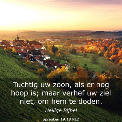 Picture 03 - Spreuken 19:18 NLD - Tuchtig uw zoon, als er nog hoop is; maar verhef - Bible Verse Picture
