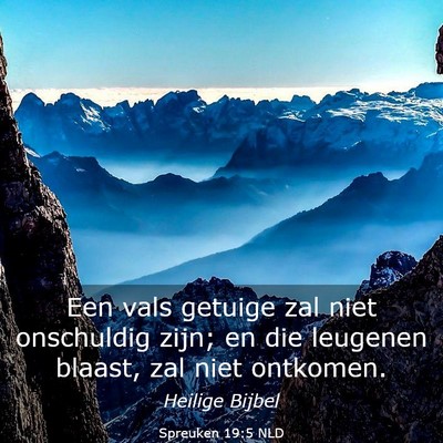 Picture 03 - Spreuken 19:5 NLD - Een vals getuige zal niet onschuldig zijn; en die - Bible Verse Picture