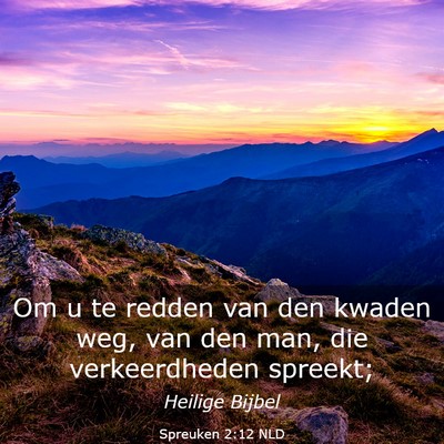 Picture 03 - Spreuken 2:12 NLD - Om u te redden van den kwaden weg, van den man, - Bible Verse Picture