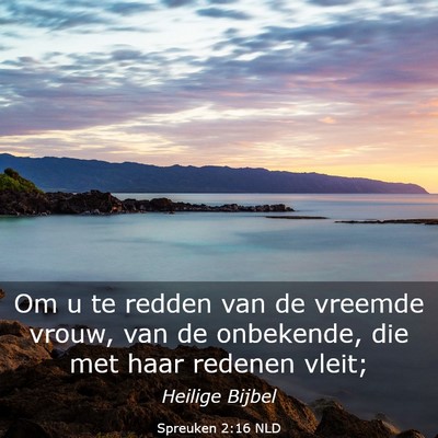 Picture 03 - Spreuken 2:16 NLD - Om u te redden van de vreemde vrouw, van de - Bible Verse Picture