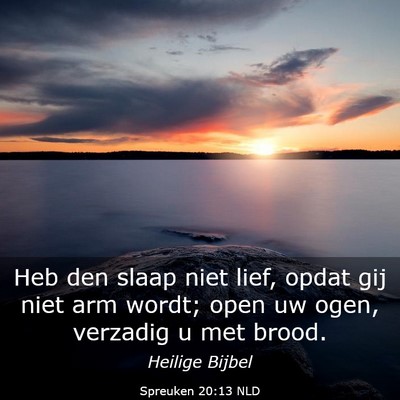 Picture 03 - Spreuken 20:13 NLD - Heb den slaap niet lief, opdat gij niet arm - Bible Verse Picture