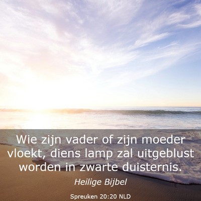 Picture 03 - Spreuken 20:20 NLD - Wie zijn vader of zijn moeder vloekt, diens lamp - Bible Verse Picture