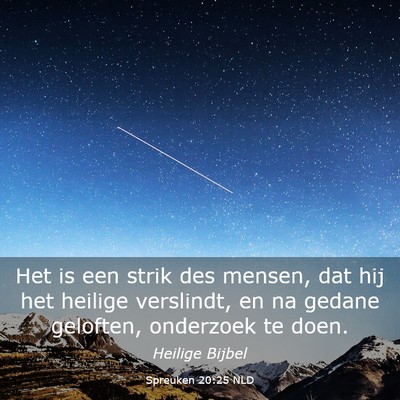 Picture 03 - Spreuken 20:25 NLD - Het is een strik des mensen, dat hij het heilige - Bible Verse Picture
