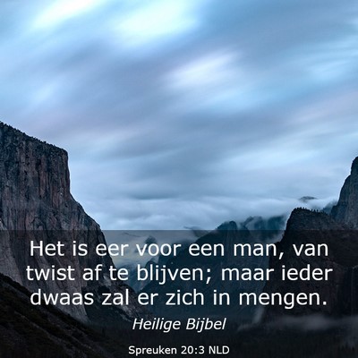 Picture 03 - Spreuken 20:3 NLD - Het is eer voor een man, van twist af te blijven; - Bible Verse Picture