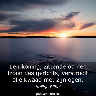 Picture 03 - Spreuken 20:8 NLD - Een koning, zittende op den troon des gerichts, - Bible Verse Picture