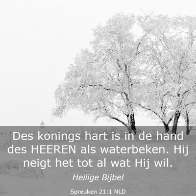 Picture 03 - Spreuken 21:1 NLD - Des konings hart is in de hand des HEEREN als - Bible Verse Picture