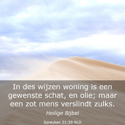 Picture 03 - Spreuken 21:20 NLD - In des wijzen woning is een gewenste schat, en - Bible Verse Picture