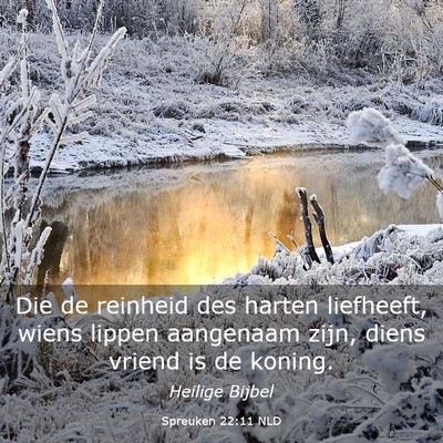 Picture 03 - Spreuken 22:11 NLD - Die de reinheid des harten liefheeft, wiens - Bible Verse Picture
