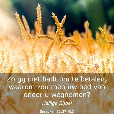 Picture 03 - Spreuken 22:27 NLD - Zo gij niet hadt om te betalen, waarom zou men uw - Bible Verse Picture