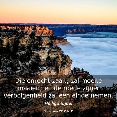 Picture 03 - Spreuken 22:8 NLD - Die onrecht zaait, zal moeite maaien; en de roede - Bible Verse Picture