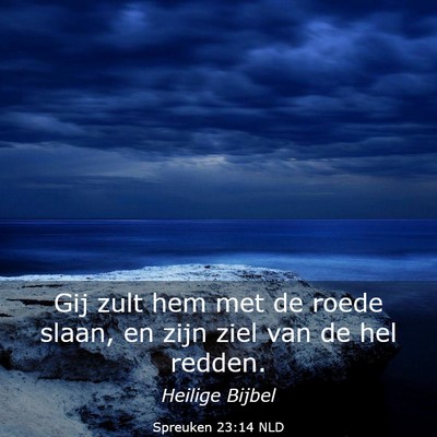 Picture 03 - Spreuken 23:14 NLD - Gij zult hem met de roede slaan, en zijn ziel van - Bible Verse Picture