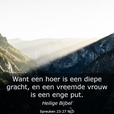 Picture 03 - Spreuken 23:27 NLD - Want een hoer is een diepe gracht, en een vreemde - Bible Verse Picture