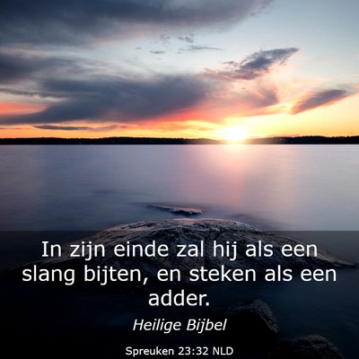 Picture 03 - Spreuken 23:32 NLD - In zijn einde zal hij als een slang bijten, en - Bible Verse Picture