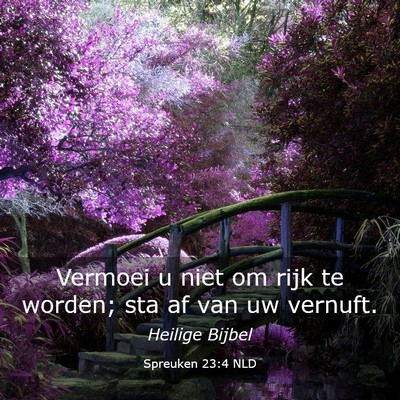 Picture 03 - Spreuken 23:4 NLD - Vermoei u niet om rijk te worden; sta af van uw - Bible Verse Picture