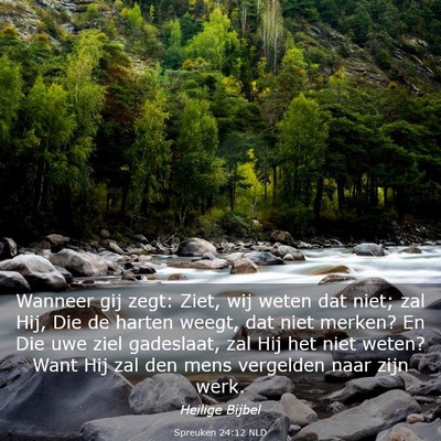 Picture 03 - Spreuken 24:12 NLD - Wanneer gij zegt: Ziet, wij weten dat niet; zal - Bible Verse Picture
