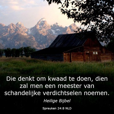 Picture 03 - Spreuken 24:8 NLD - Die denkt om kwaad te doen, dien zal men een - Bible Verse Picture