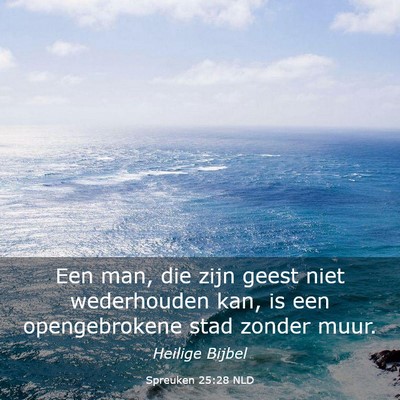 Picture 03 - Spreuken 25:28 NLD - Een man, die zijn geest niet wederhouden kan, is - Bible Verse Picture