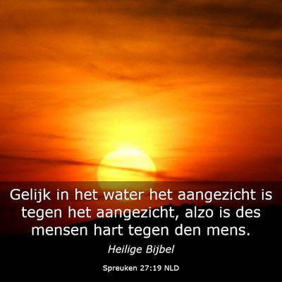 Picture 03 - Spreuken 27:19 NLD - Gelijk in het water het aangezicht is tegen het - Bible Verse Picture