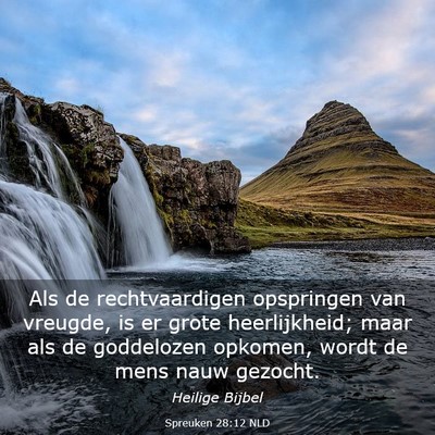 Picture 03 - Spreuken 28:12 NLD - Als de rechtvaardigen opspringen van vreugde, is - Bible Verse Picture