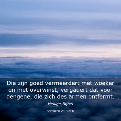 Picture 03 - Spreuken 28:8 NLD - Die zijn goed vermeerdert met woeker en met - Bible Verse Picture