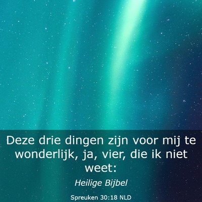 Picture 03 - Spreuken 30:18 NLD - Deze drie dingen zijn voor mij te wonderlijk, ja, - Bible Verse Picture
