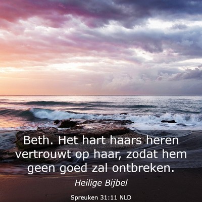 Picture 03 - Spreuken 31:11 NLD - Beth. Het hart haars heren vertrouwt op haar, - Bible Verse Picture