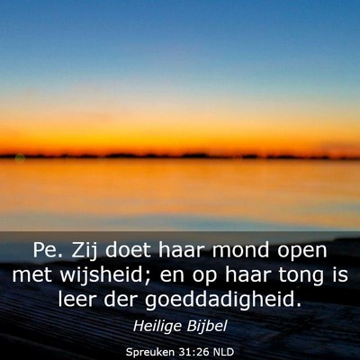 Picture 03 - Spreuken 31:26 NLD - Pe. Zij doet haar mond open met wijsheid; en op - Bible Verse Picture