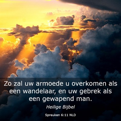 Picture 03 - Spreuken 6:11 NLD - Zo zal uw armoede u overkomen als een wandelaar, - Bible Verse Picture