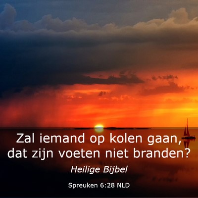 Picture 03 - Spreuken 6:28 NLD - Zal iemand op kolen gaan, dat zijn voeten niet - Bible Verse Picture