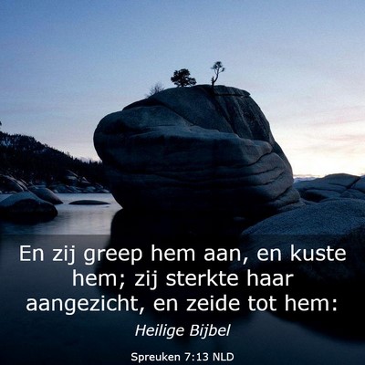 Picture 03 - Spreuken 7:13 NLD - En zij greep hem aan, en kuste hem; zij sterkte - Bible Verse Picture