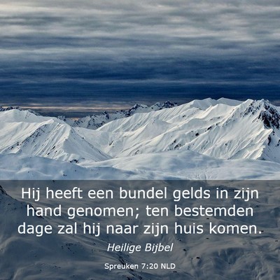 Picture 03 - Spreuken 7:20 NLD - Hij heeft een bundel gelds in zijn hand genomen; - Bible Verse Picture