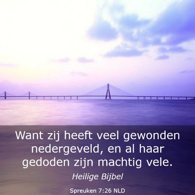 Picture 03 - Spreuken 7:26 NLD - Want zij heeft veel gewonden nedergeveld, en al - Bible Verse Picture