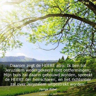 Picture 03 - Zacharia 1:16 NLD - Daarom zegt de HEERE alzo: Ik ben tot Jeruzalem - Bible Verse Picture