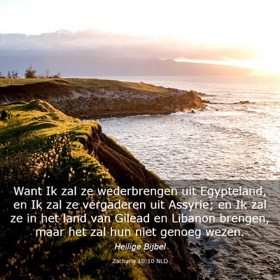 Picture 03 - Zacharia 10:10 NLD - Want Ik zal ze wederbrengen uit Egypteland, en Ik - Bible Verse Picture