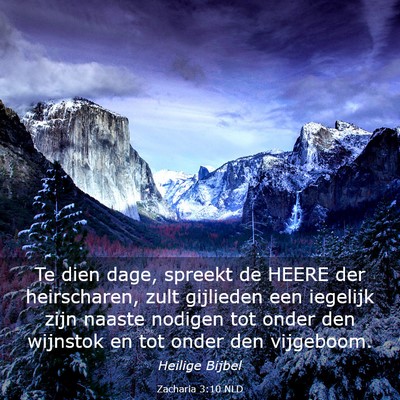 Picture 03 - Zacharia 3:10 NLD - Te dien dage, spreekt de HEERE der heirscharen, - Bible Verse Picture