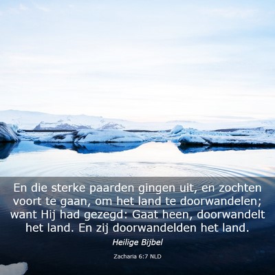 Picture 03 - Zacharia 6:7 NLD - En die sterke paarden gingen uit, en zochten - Bible Verse Picture