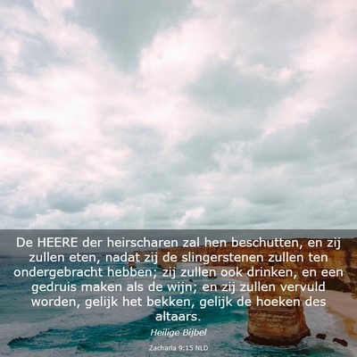 Picture 03 - Zacharia 9:15 NLD - De HEERE der heirscharen zal hen beschutten, en - Bible Verse Picture