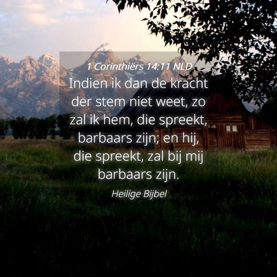 Picture 04 - 1 Corinthiërs 14:11 NLD - Indien ik dan de kracht der stem niet weet, zo - Bible Verse Picture