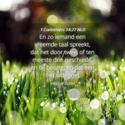 Picture 04 - 1 Corinthiërs 14:27 NLD - En zo iemand een vreemde taal spreekt, dat het - Bible Verse Picture