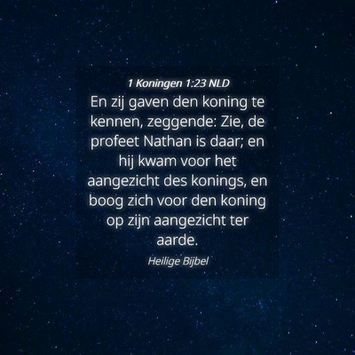 Picture 04 - 1 Koningen 1:23 NLD - En zij gaven den koning te kennen, zeggende: Zie, - Bible Verse Picture