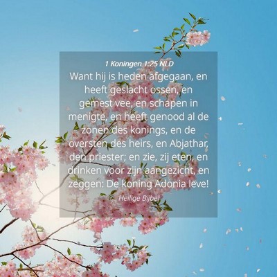 Picture 04 - 1 Koningen 1:25 NLD - Want hij is heden afgegaan, en heeft geslacht - Bible Verse Picture