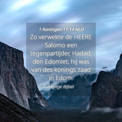 Picture 04 - 1 Koningen 11:14 NLD - Zo verwekte de HEERE Salomo een tegenpartijder, - Bible Verse Picture